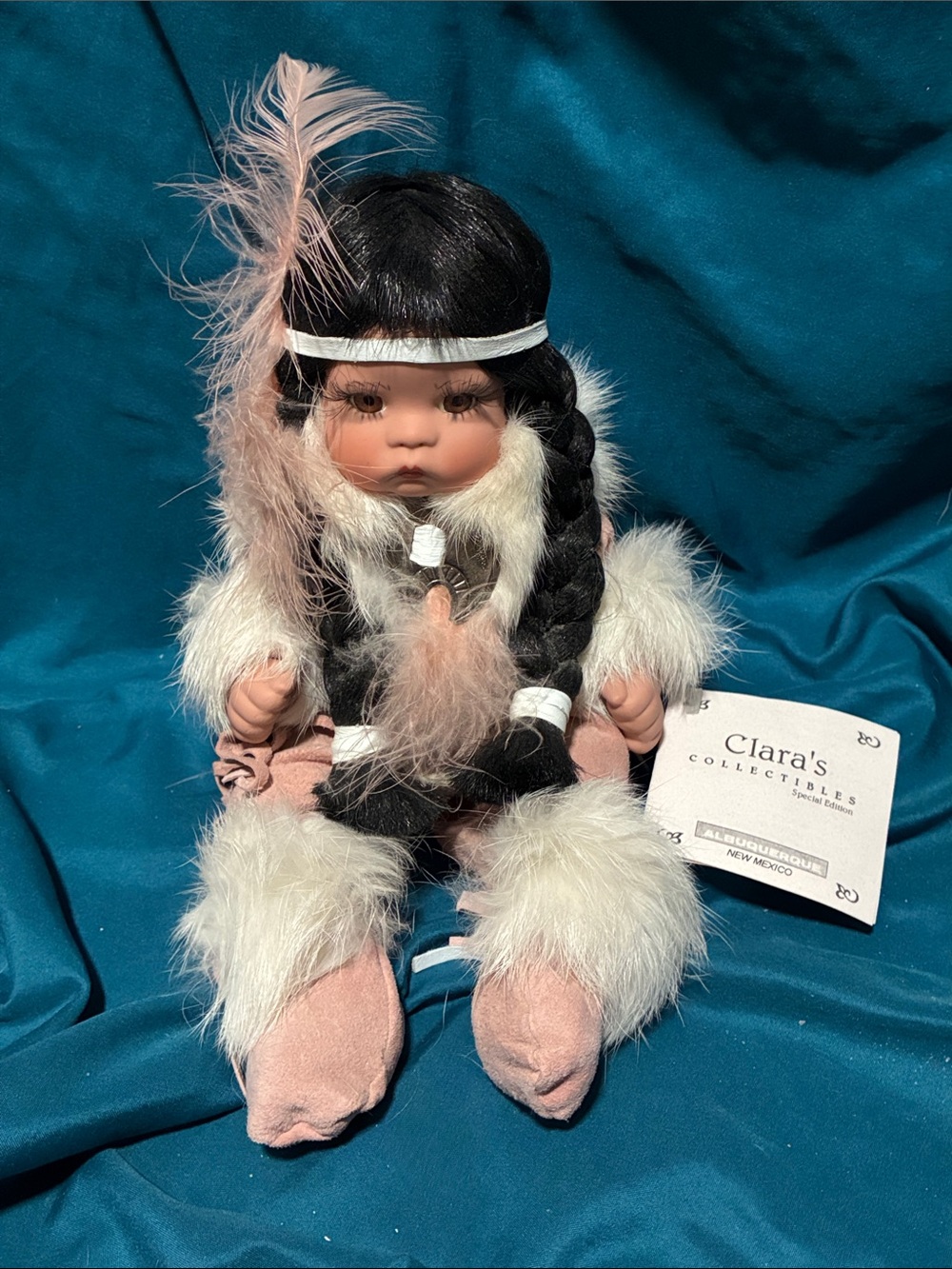 Pink & White Feather Tribal Doll